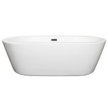 Load image into Gallery viewer, Wyndham Mermaid 71 Inch Freestanding Bathtub in White with Matte Black Drain and Overflow Trim- Wyndham