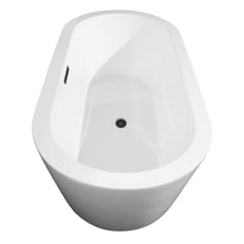 Load image into Gallery viewer, Wyndham Mermaid 71 Inch Freestanding Bathtub in White with Matte Black Drain and Overflow Trim- Wyndham