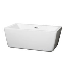 Load image into Gallery viewer, Wyndham Laura 59 Inch Freestanding Bathtub in White with Polished Chrome Drain and Overflow Trim- Wyndham