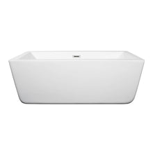 Load image into Gallery viewer, Wyndham Laura 59 Inch Freestanding Bathtub in White with Polished Chrome Drain and Overflow Trim- Wyndham
