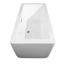 Load image into Gallery viewer, Wyndham Laura 59 Inch Freestanding Bathtub in White with Polished Chrome Trim and Floor Mounted Faucet in Brushed Gold- Wyndham