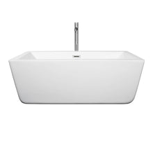 Load image into Gallery viewer, Wyndham Laura 59 Inch Freestanding Bathtub in White with Floor Mounted Faucet, Drain and Overflow Trim in Polished Chrome- Wyndham