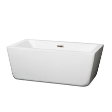 Load image into Gallery viewer, Wyndham Laura 59 Inch Freestanding Bathtub in White with Brushed Nickel Drain and Overflow Trim- Wyndham