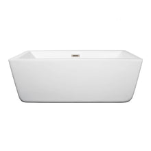 Load image into Gallery viewer, Wyndham Laura 59 Inch Freestanding Bathtub in White with Brushed Nickel Drain and Overflow Trim- Wyndham