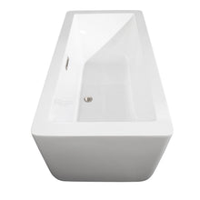 Load image into Gallery viewer, Wyndham Laura 59 Inch Freestanding Bathtub in White with Brushed Nickel Drain and Overflow Trim- Wyndham