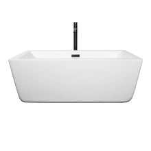 Load image into Gallery viewer, Wyndham Laura 59 Inch Freestanding Bathtub in White with Floor Mounted Faucet, Drain and Overflow Trim in Matte Black- Wyndham