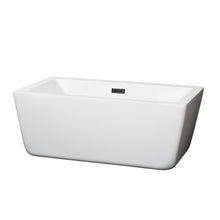 Load image into Gallery viewer, Wyndham Laura 59 Inch Freestanding Bathtub in White with Matte Black Drain and Overflow Trim- Wyndham