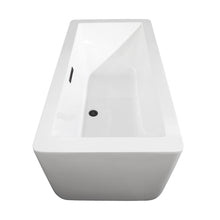 Load image into Gallery viewer, Wyndham Laura 59 Inch Freestanding Bathtub in White with Floor Mounted Faucet, Drain and Overflow Trim in Matte Black- Wyndham