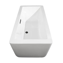 Load image into Gallery viewer, Wyndham Laura 59 Inch Freestanding Bathtub in White with Matte Black Drain and Overflow Trim- Wyndham