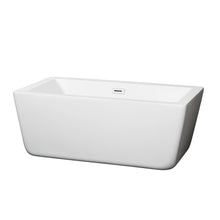 Load image into Gallery viewer, Wyndham Laura 59 Inch Freestanding Bathtub in White with Shiny White Drain and Overflow Trim- Wyndham