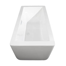 Load image into Gallery viewer, Wyndham Laura 59 Inch Freestanding Bathtub in White with Shiny White Trim and Floor Mounted Faucet in Matte Black- Wyndham
