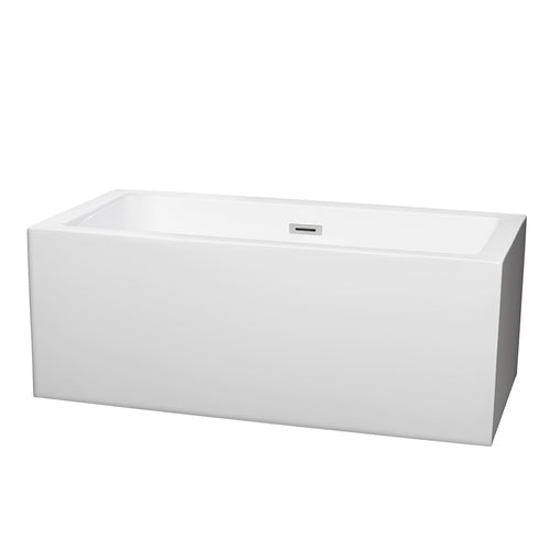 Wyndham Melody 60 Inch Freestanding Bathtub in White with Polished Chrome Drain and Overflow Trim- Wyndham