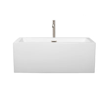 Load image into Gallery viewer, Wyndham Melody 60 Inch Freestanding Bathtub in White with Floor Mounted Faucet, Drain and Overflow Trim in Brushed Nickel- Wyndham