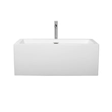 Load image into Gallery viewer, Wyndham Melody 60 Inch Freestanding Bathtub in White with Floor Mounted Faucet, Drain and Overflow Trim in Polished Chrome- Wyndham
