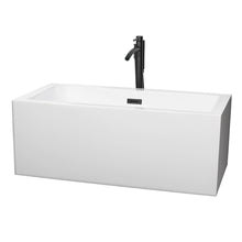Load image into Gallery viewer, Wyndham Melody 60 Inch Freestanding Bathtub in White with Floor Mounted Faucet, Drain and Overflow Trim in Matte Black- Wyndham