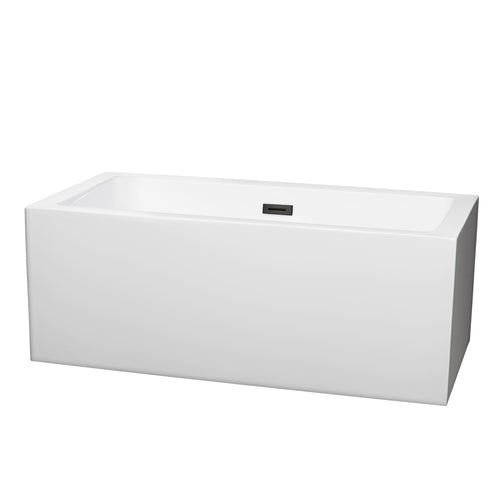 Wyndham Melody 60 Inch Freestanding Bathtub in White with Matte Black Drain and Overflow Trim- Wyndham