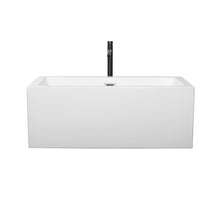 Load image into Gallery viewer, Wyndham Melody 60 Inch Freestanding Bathtub in White with Polished Chrome Trim and Floor Mounted Faucet in Matte Black- Wyndham