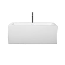 Load image into Gallery viewer, Wyndham Melody 60 Inch Freestanding Bathtub in White with Shiny White Trim and Floor Mounted Faucet in Matte Black- Wyndham