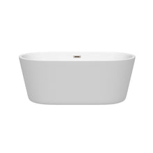 Load image into Gallery viewer, Wyndham Carissa 60 Inch Freestanding Bathtub in White with Brushed Nickel Drain and Overflow Trim- Wyndham