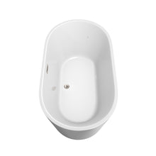 Load image into Gallery viewer, Wyndham Carissa 60 Inch Freestanding Bathtub in White with Floor Mounted Faucet, Drain and Overflow Trim in Brushed Nickel- Wyndham