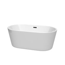 Load image into Gallery viewer, Wyndham Carissa 60 Inch Freestanding Bathtub in White with Matte Black Drain and Overflow Trim- Wyndham