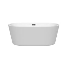 Load image into Gallery viewer, Wyndham Carissa 60 Inch Freestanding Bathtub in White with Matte Black Drain and Overflow Trim- Wyndham