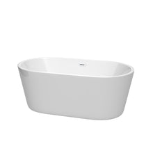 Load image into Gallery viewer, Wyndham Carissa 60 Inch Freestanding Bathtub in White with Shiny White Drain and Overflow Trim- Wyndham