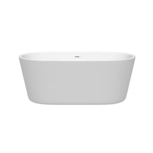 Load image into Gallery viewer, Wyndham Carissa 60 Inch Freestanding Bathtub in White with Shiny White Drain and Overflow Trim- Wyndham