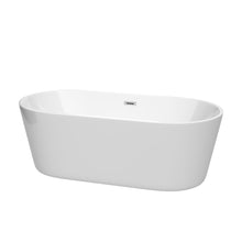 Load image into Gallery viewer, Wyndham Carissa 67 Inch Freestanding Bathtub in White with Polished Chrome Drain and Overflow Trim- Wyndham