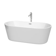 Load image into Gallery viewer, Wyndham Carissa 67 Inch Freestanding Bathtub in White with Floor Mounted Faucet, Drain and Overflow Trim in Polished Chrome- Wyndham