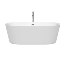 Load image into Gallery viewer, Wyndham Carissa 67 Inch Freestanding Bathtub in White with Floor Mounted Faucet, Drain and Overflow Trim in Polished Chrome- Wyndham