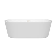 Load image into Gallery viewer, Wyndham Carissa 67 Inch Freestanding Bathtub in White with Brushed Nickel Drain and Overflow Trim- Wyndham