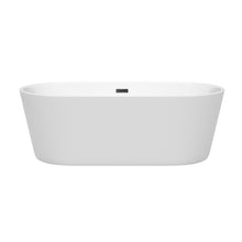 Load image into Gallery viewer, Wyndham Carissa 67 Inch Freestanding Bathtub in White with Matte Black Drain and Overflow Trim- Wyndham