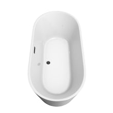 Load image into Gallery viewer, Wyndham Carissa 67 Inch Freestanding Bathtub in White with Matte Black Drain and Overflow Trim- Wyndham