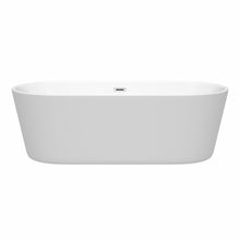 Load image into Gallery viewer, Wyndham Carissa 71 Inch Freestanding Bathtub in White with Polished Chrome Drain and Overflow Trim- Wyndham