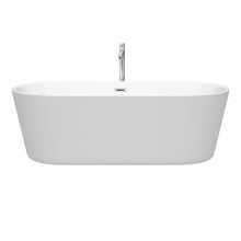 Load image into Gallery viewer, Wyndham Carissa 71 Inch Freestanding Bathtub in White with Floor Mounted Faucet, Drain and Overflow Trim in Polished Chrome- Wyndham