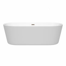 Load image into Gallery viewer, Wyndham Carissa 71 Inch Freestanding Bathtub in White with Brushed Nickel Drain and Overflow Trim- Wyndham