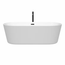Load image into Gallery viewer, Wyndham Carissa 71 Inch Freestanding Bathtub in White with Floor Mounted Faucet, Drain and Overflow Trim in Matte Black- Wyndham