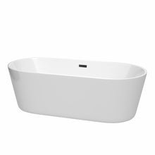 Load image into Gallery viewer, Wyndham Carissa 71 Inch Freestanding Bathtub in White with Matte Black Drain and Overflow Trim- Wyndham