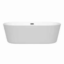Load image into Gallery viewer, Wyndham Carissa 71 Inch Freestanding Bathtub in White with Matte Black Drain and Overflow Trim- Wyndham