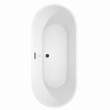 Load image into Gallery viewer, Wyndham Carissa 71 Inch Freestanding Bathtub in White with Matte Black Drain and Overflow Trim- Wyndham