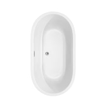 Load image into Gallery viewer, Wyndham Juliette 60 Inch Freestanding Bathtub in White with Floor Mounted Faucet, Drain and Overflow Trim in Polished Chrome- Wyndham