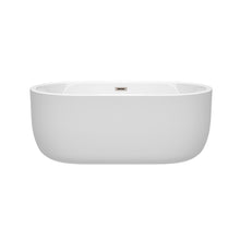 Load image into Gallery viewer, Wyndham Juliette 60 Inch Freestanding Bathtub in White with Brushed Nickel Drain and Overflow Trim- Wyndham