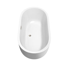 Load image into Gallery viewer, Wyndham Juliette 60 Inch Freestanding Bathtub in White with Floor Mounted Faucet, Drain and Overflow Trim in Brushed Nickel- Wyndham