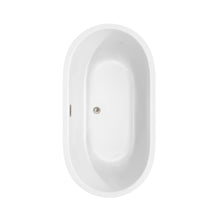 Load image into Gallery viewer, Wyndham Juliette 60 Inch Freestanding Bathtub in White with Floor Mounted Faucet, Drain and Overflow Trim in Brushed Nickel- Wyndham
