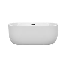 Load image into Gallery viewer, Wyndham Juliette 60 Inch Freestanding Bathtub in White with Matte Black Drain and Overflow Trim- Wyndham