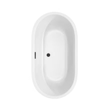 Load image into Gallery viewer, Wyndham Juliette 60 Inch Freestanding Bathtub in White with Floor Mounted Faucet, Drain and Overflow Trim in Matte Black- Wyndham