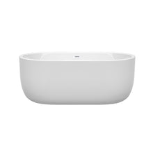 Load image into Gallery viewer, Wyndham Juliette 60 Inch Freestanding Bathtub in White with Shiny White Drain and Overflow Trim- Wyndham