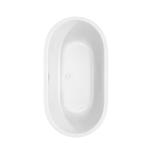 Load image into Gallery viewer, Wyndham Juliette 60 Inch Freestanding Bathtub in White with Shiny White Trim and Floor Mounted Faucet in Brushed Gold- Wyndham