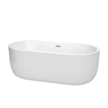 Load image into Gallery viewer, Wyndham Juliette 67 Inch Freestanding Bathtub in White with Polished Chrome Drain and Overflow Trim- Wyndham